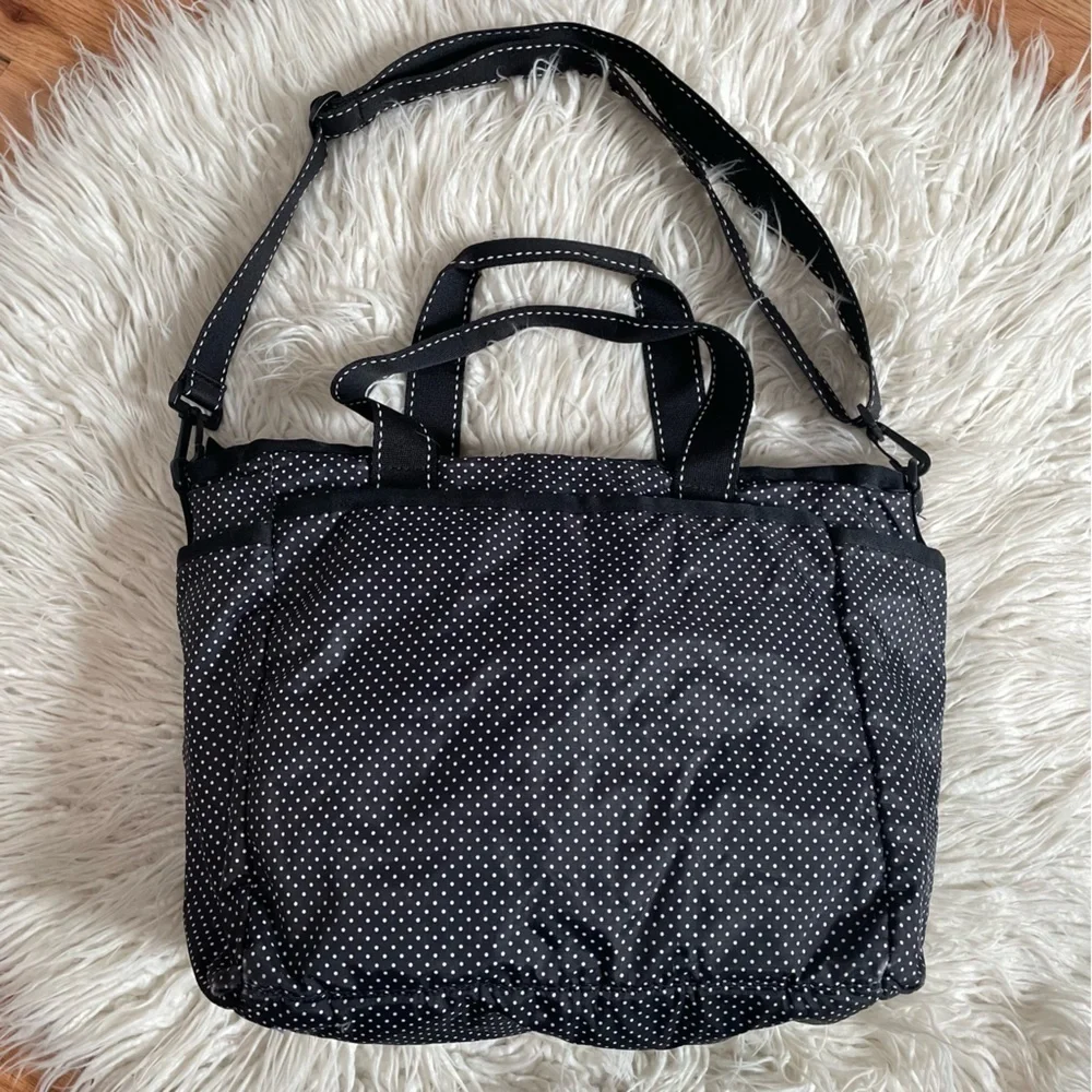 LeSportsac Black White Polkadot Polyester Pink Rose Large Baby Diaper Bag O/S